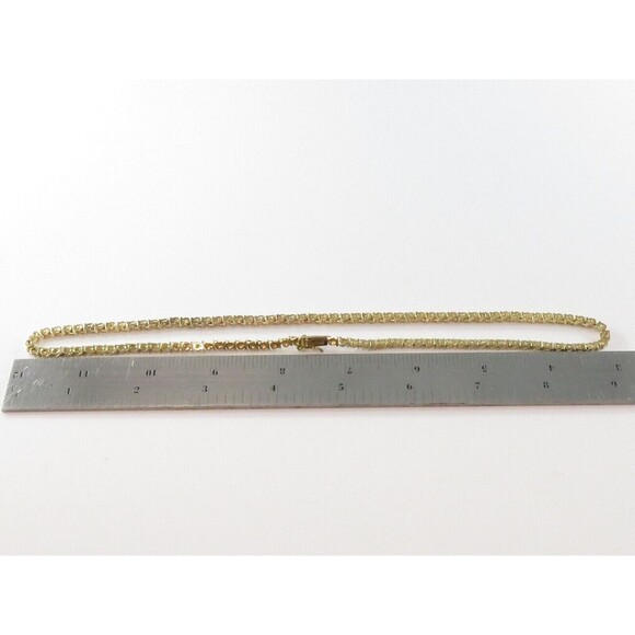 18" TL Sterling Silver Box Link Gilded Gold & Etched Metal Necklace Heavy - Picture 15 of 15